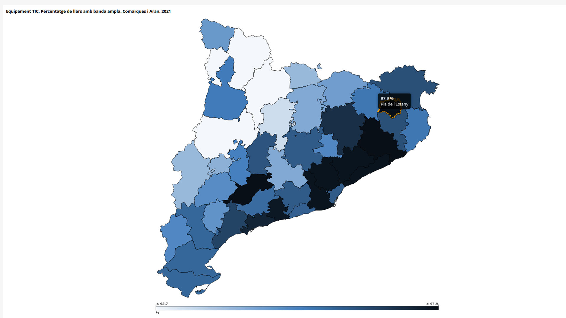 El Pla de l'Estany, segona comarca amb major percentatge de llars amb internet de banda ampla (97,9%)
